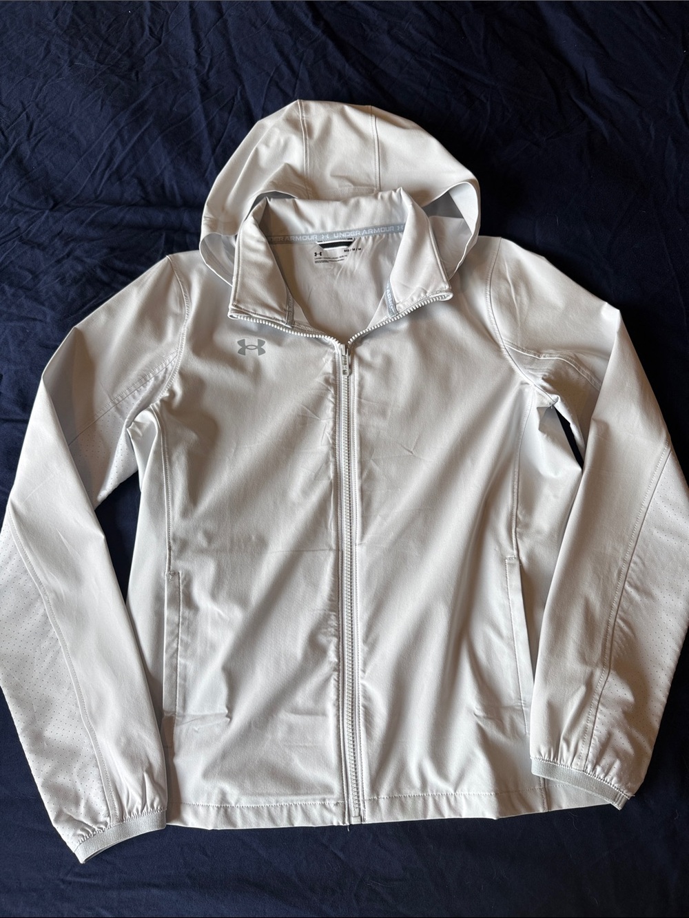 Under Armour White Full-Zip Lightweight Hooded Jacket